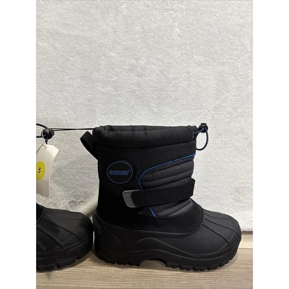 Khombu Men's Size 5M Black/Blue Peter Winter Snow Boots Waterproof NWT